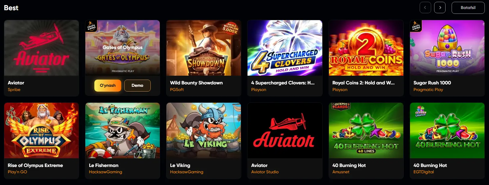 Bigsbet slot, aviator, demo